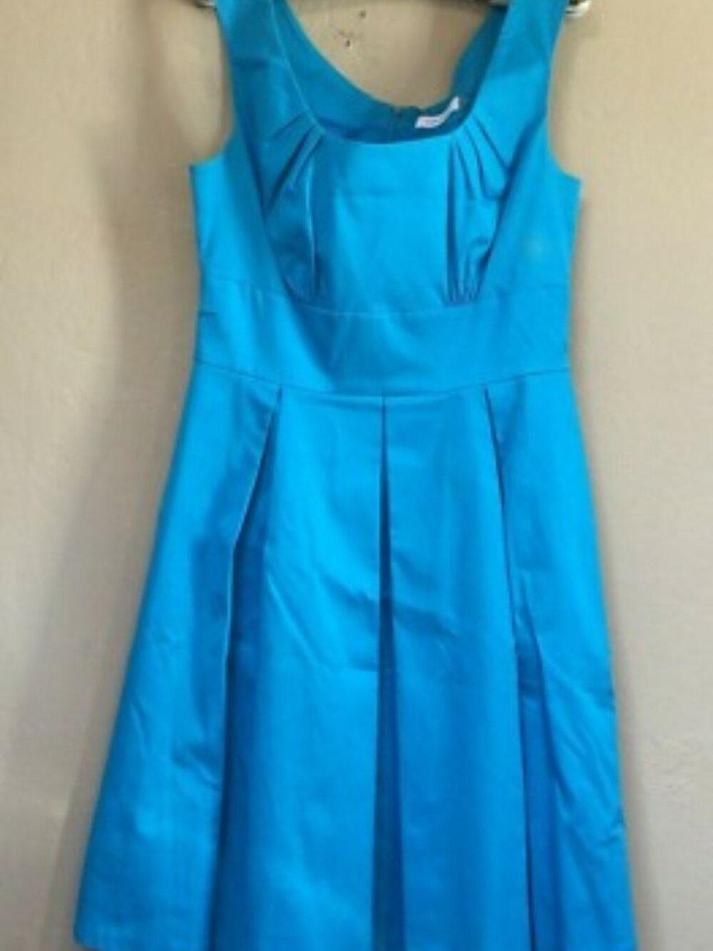 Calvin Klein Women's Size 6 Sleeveless Pleated Dress A-Line Blue Career Lined